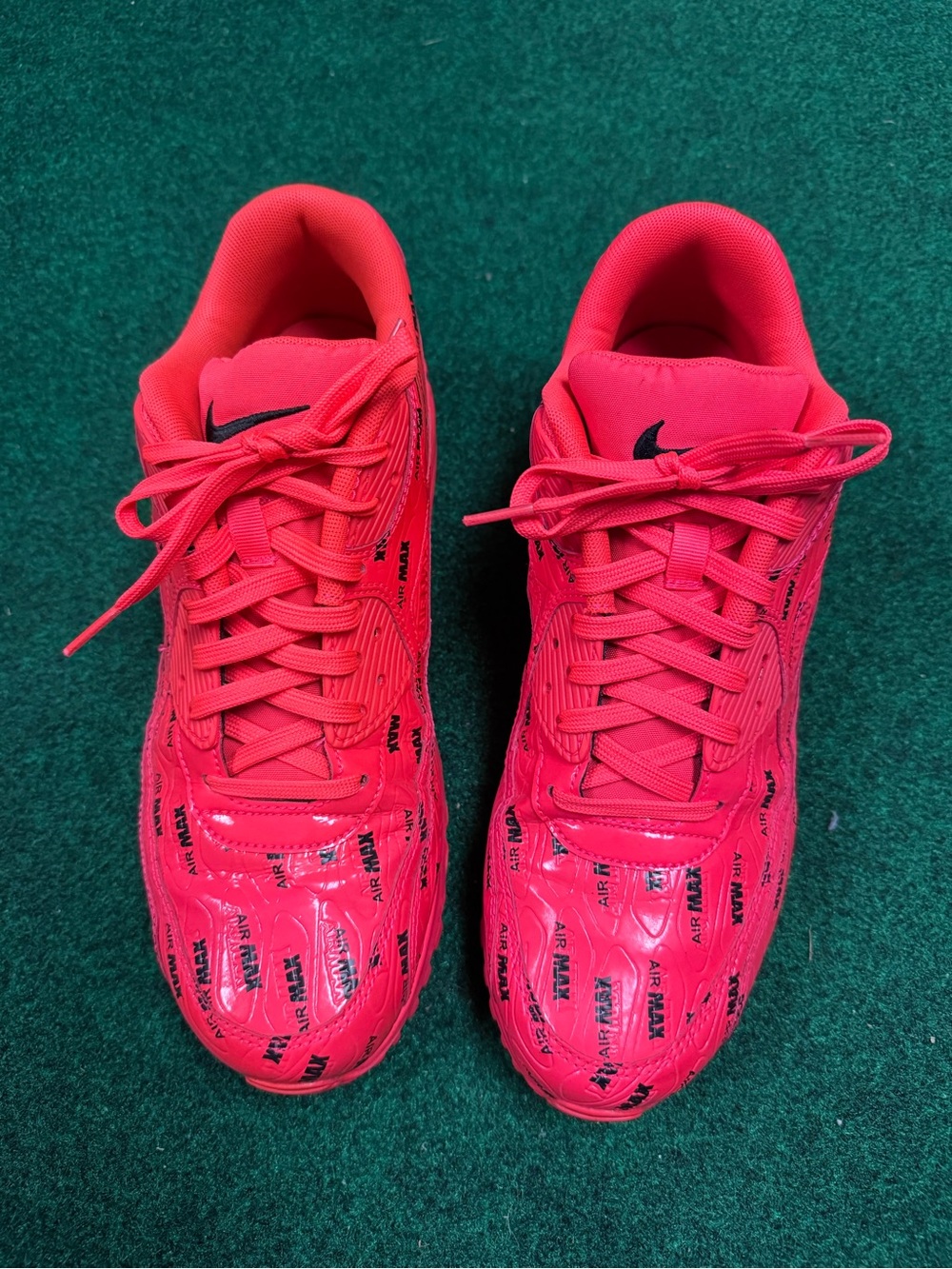 RARE Nike Air Max Mens Crimson Red Shoes with All-Over Text